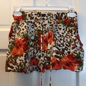 Floral and leopard print shorts